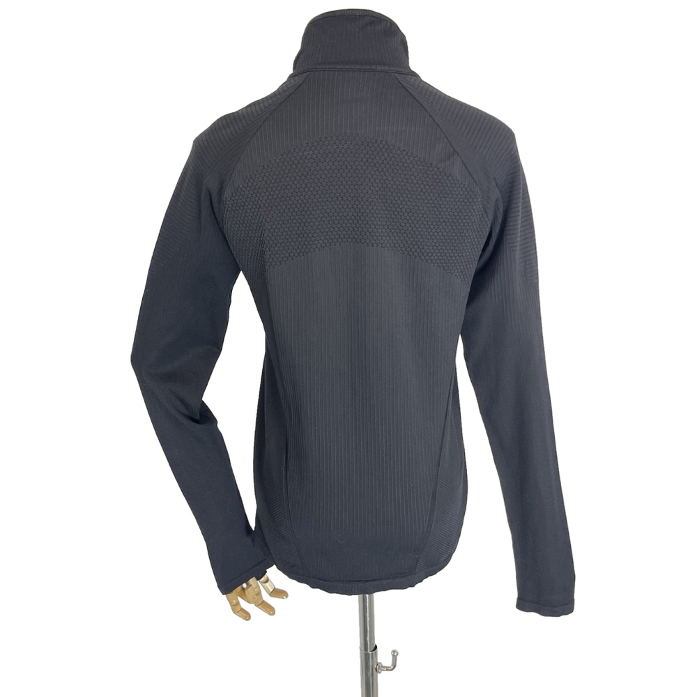 Athleta Womens Black Quilted Jacket Full Zip Ribbed Knit Panels Medium Thumbhole - Picture 3 of 13